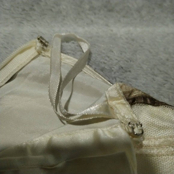 Coast Skirt Womens 12 Cream Stripe Geometric Midi Lined Zip Net Diamond Flared - Picture 13 of 15